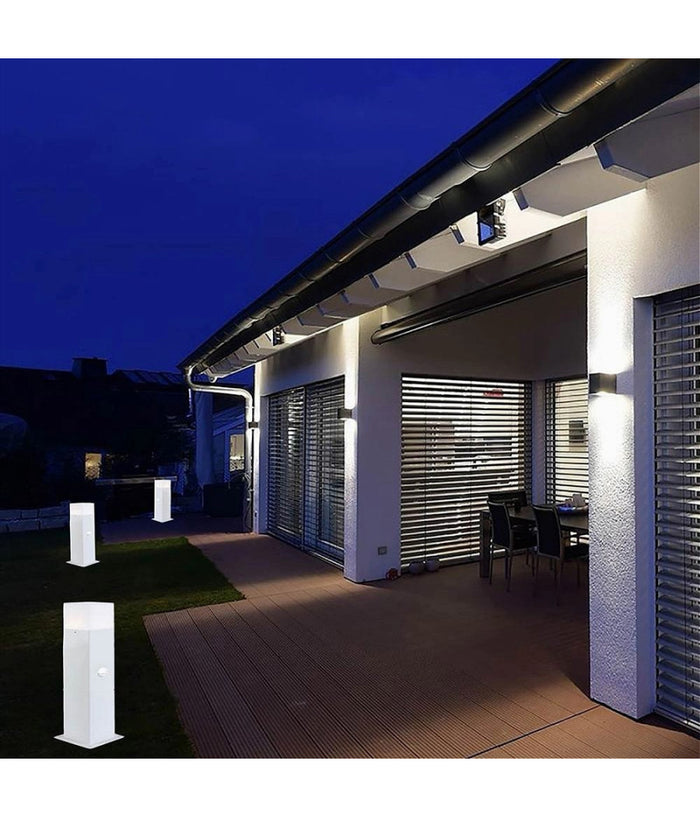 Lampione Esterno Con Sensore Movimento E27 Lampada Da Terra Lampioncino Ip44 H440  Bianco       