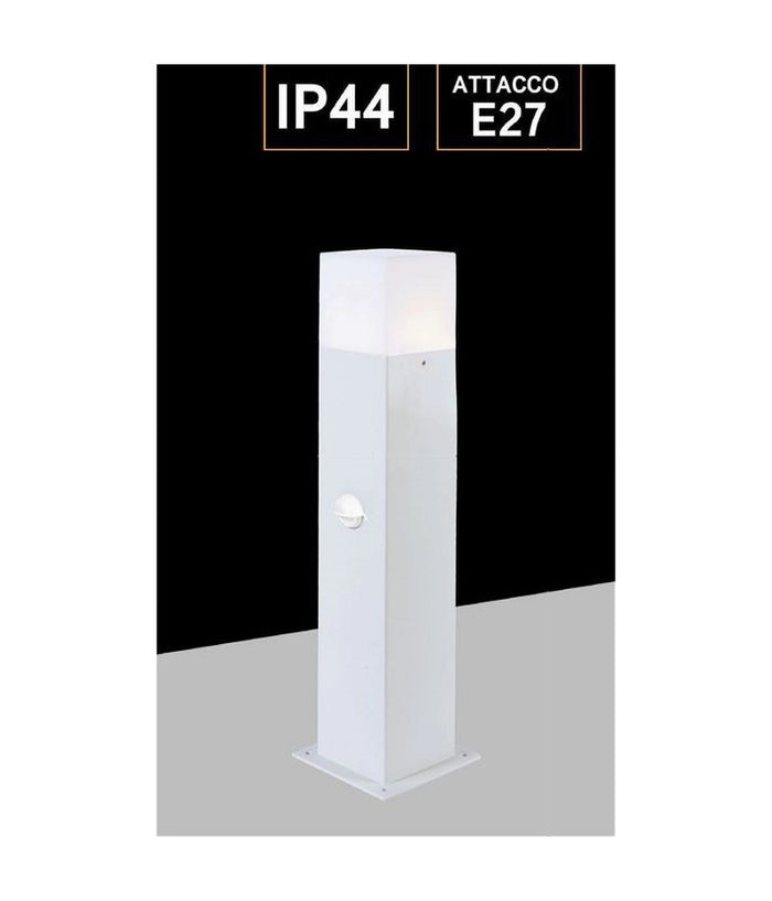 Lampione Esterno Con Sensore Movimento E27 Lampada Da Terra Lampioncino Ip44 H440  Bianco       