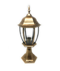 Lampione Giardino 48cm Lanterna In Vetro E27 Luce Esterno Alluminio Es45 Bronzo         