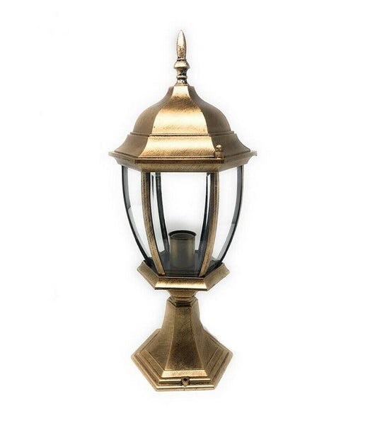 Lampione Giardino 48cm Lanterna In Vetro E27 Luce Esterno Alluminio Es45 Bronzo         