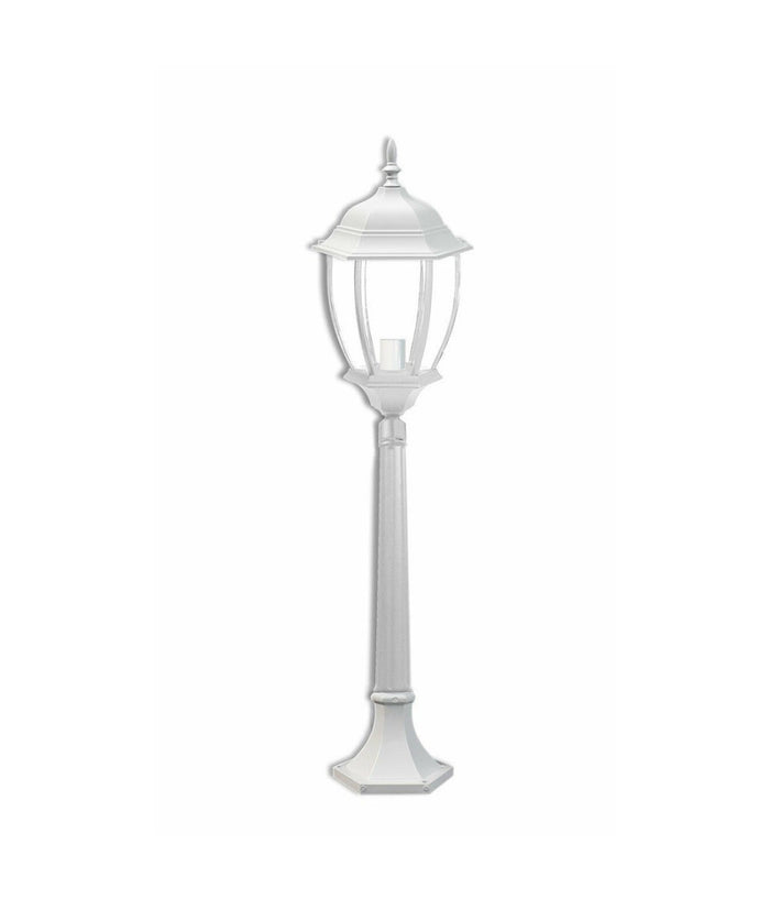Lampione Giardino 870mm Lanterna In Vetro E27 Luce Esterno Alluminio Es39 Bianco         