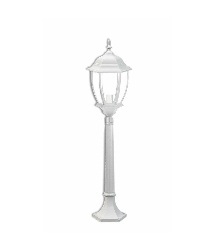 Lampione Giardino 870mm Lanterna In Vetro E27 Luce Esterno Alluminio Es39 Bianco         