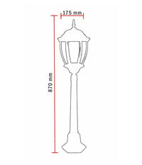 Lampione Giardino 870mm Lanterna In Vetro E27 Luce Esterno Alluminio Es39 Grigio         