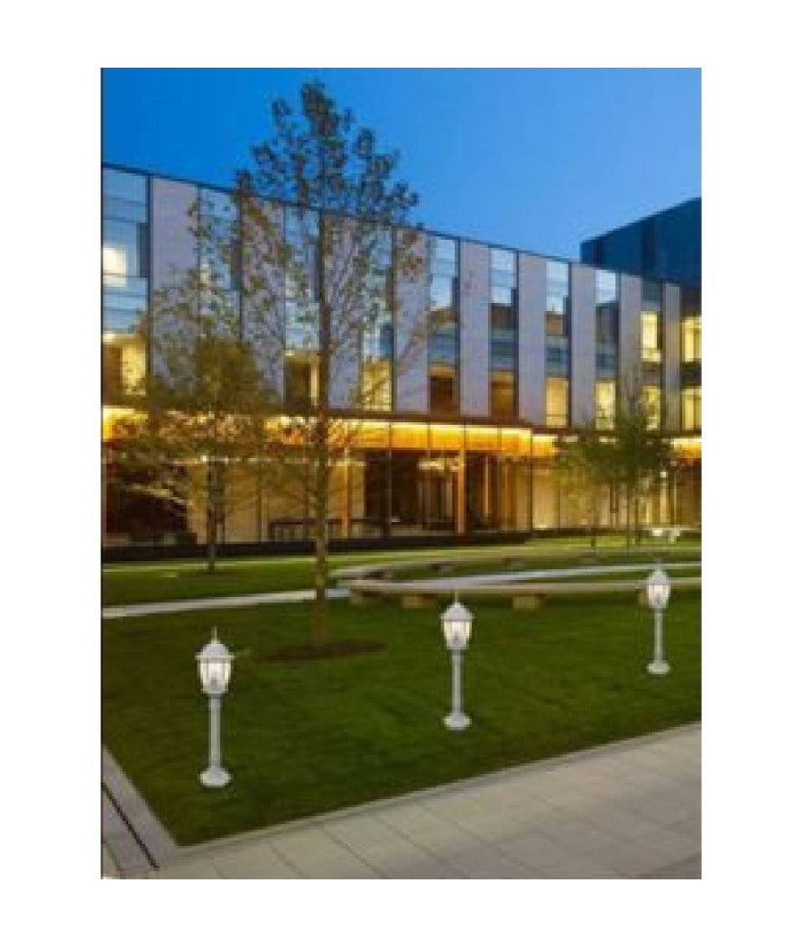 Lampione Giardino 870mm Lanterna In Vetro E27 Luce Esterno Alluminio Es39 Grigio         