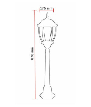 Lampione Giardino Bronzo 870mm Lanterna In Vetro E27 Luce Esterno Alluminio Es39         