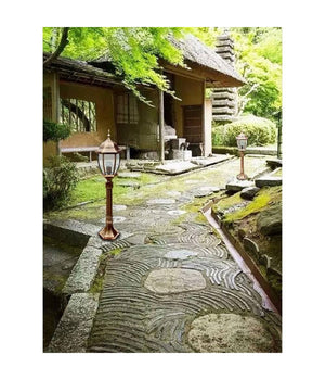 Lampione Giardino Bronzo 870mm Lanterna In Vetro E27 Luce Esterno Alluminio Es39         