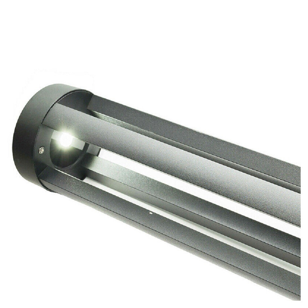 Trade Shop - Lampione Giardino Lampada 12 Watt Led Terra Esterno Ip65 Lampioncino Grigio Es28 - -bianco Caldo      -