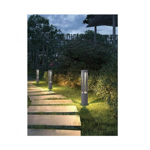 Trade Shop - Lampione Giardino Lampada 12 Watt Led Terra Esterno Ip65 Lampioncino Grigio Es28 - -bianco Caldo      -