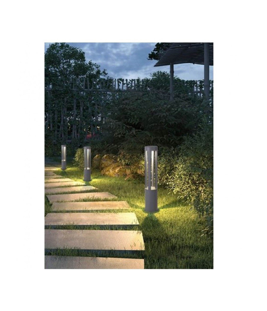Lampione Giardino Lampada 12 Watt Led Terra Esterno Ip65 Lampioncino Grigio Es28         