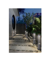 Lampione Giardino Lampada 12 Watt Led Terra Esterno Ip65 Lampioncino Grigio Es28  -bianco Freddo      -