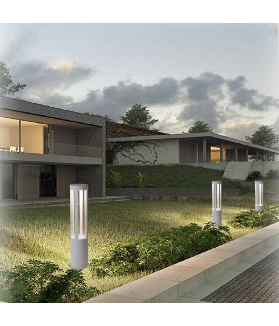 Lampione Giardino Lampada 12w Led Terra Esterno Lampioncino Vialetti Bianco Es28  -bianco Freddo      -
