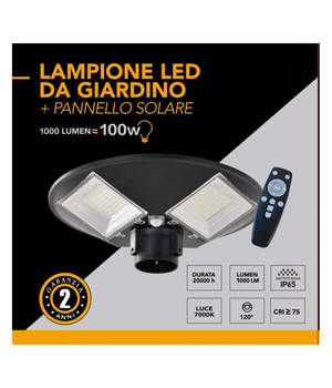 Lampione Led 100w Con Pannello Energia Solare Ip65 Sensore Movimento So-gd-100w         