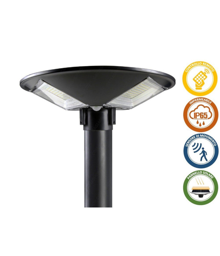 Lampione Led 100w Con Pannello Energia Solare Ip65 Sensore Movimento So-gd-100w         