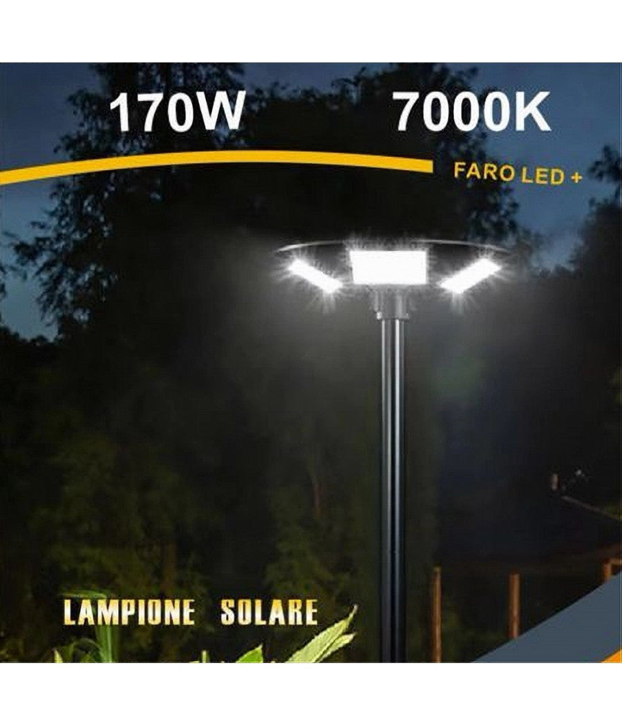 Lampione Led Con Pannello Solare Sensore Di Movimento Ip65 170 W Lt112-200-7000k         