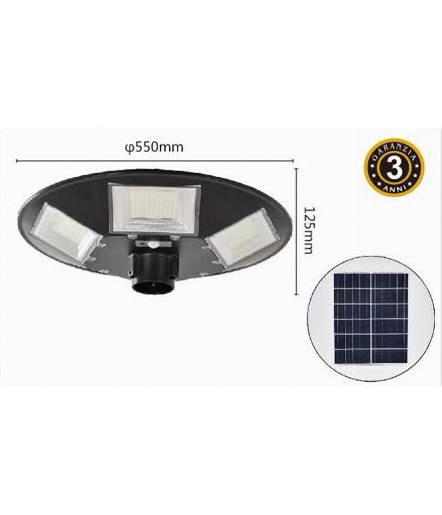 Lampione Led Con Pannello Solare Sensore Di Movimento Ip65 170 W Lt112-200-7000k         