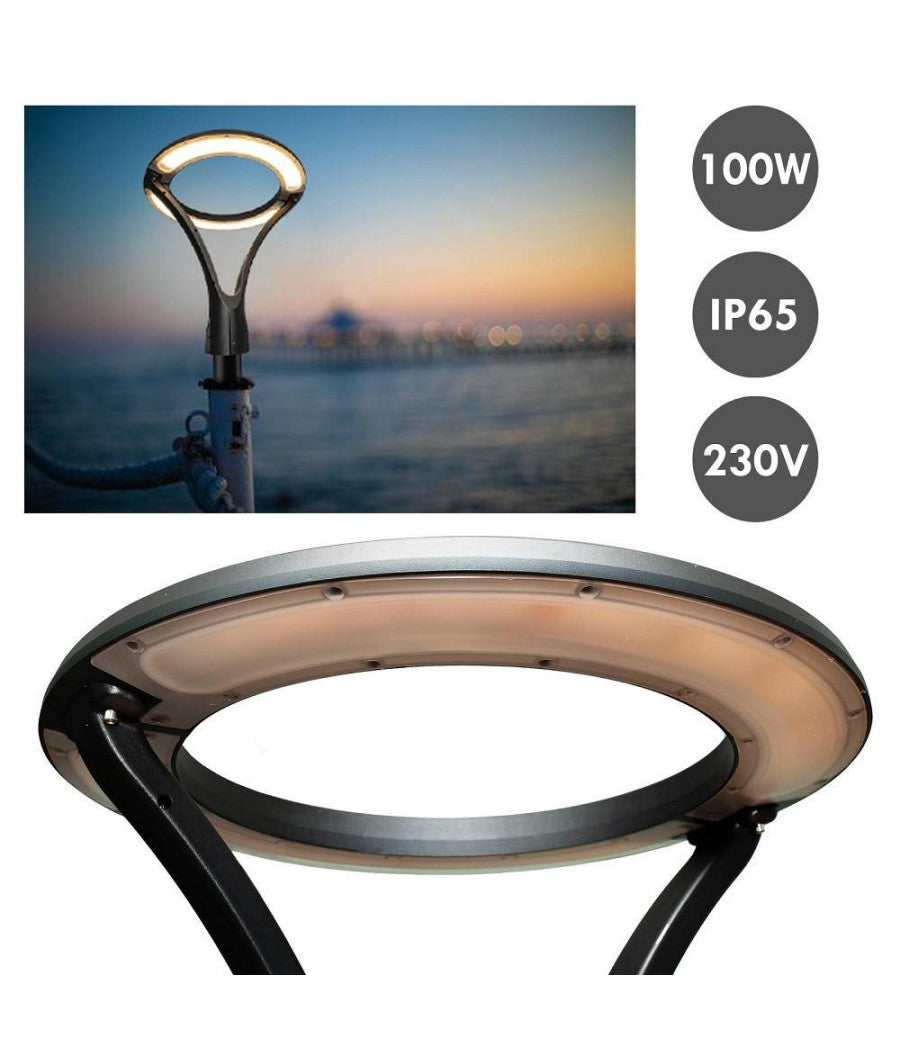Lampione Moderno Led 100w Cerchio Fungo Ip65 Luce Esterni Giardino Cortile Gd-100w         