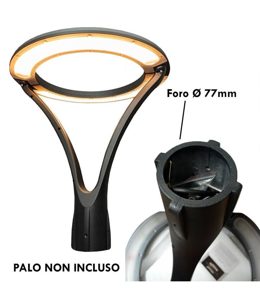 Lampione Moderno Led 100w Cerchio Fungo Ip65 Luce Esterni Giardino Cortile Gd-100w  -bianco Caldo      -