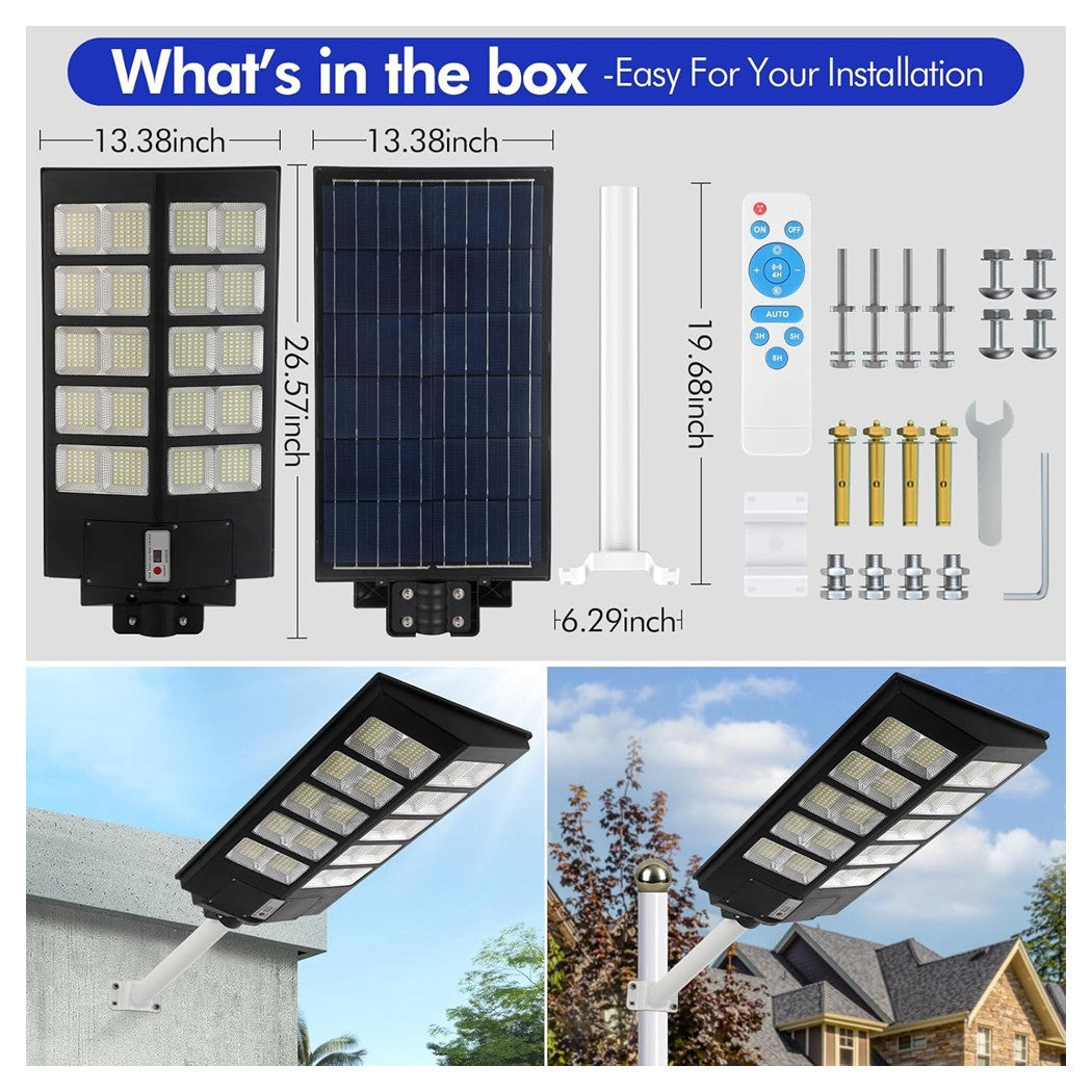 Trade Shop - Lampione Solare Led Luce 6500k 800led Sensore Movimento Infrarossi Impermeabile Ip67 -