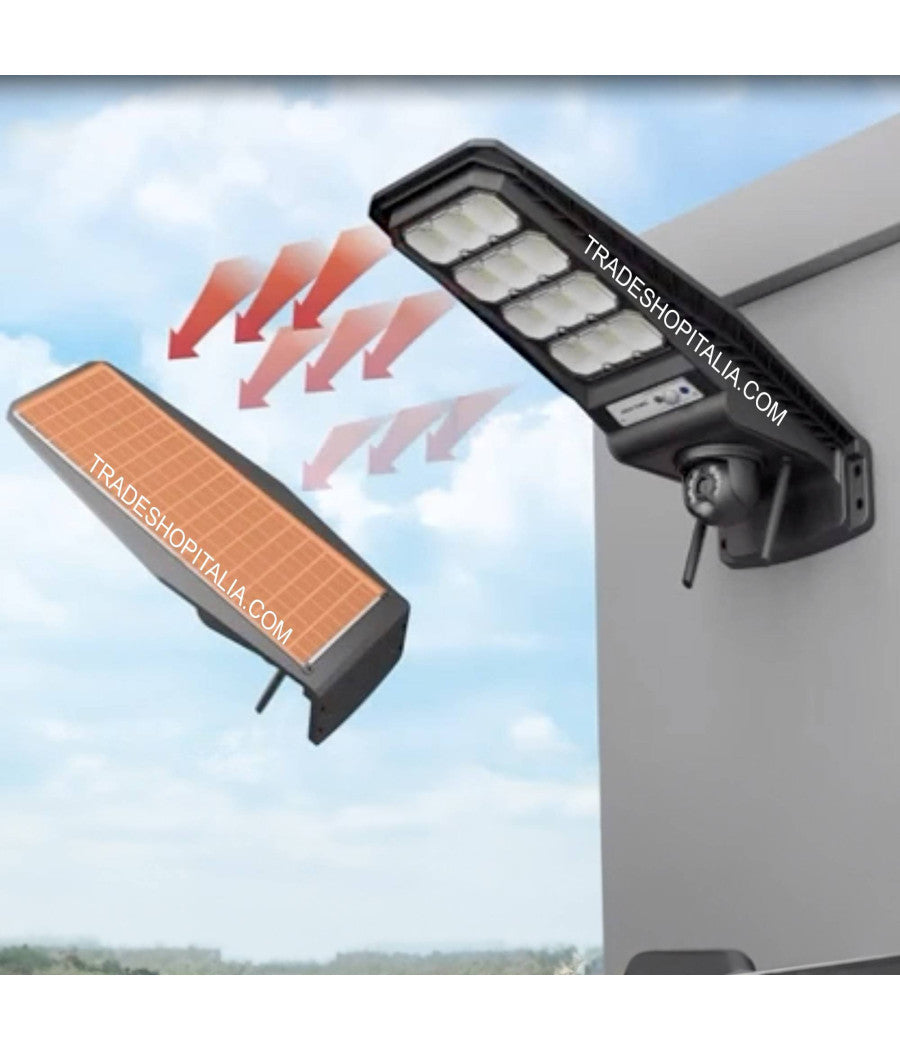 Lampione Solare Sensore Di Movimento E Telecomando Con Telecamera Ip Integrata         