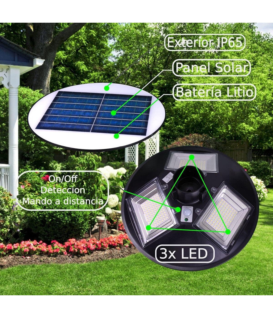 Lampione Solare Ufo A Led 1500lmn Per Esterno Ip65 150w Con Sensore Di Movimento         