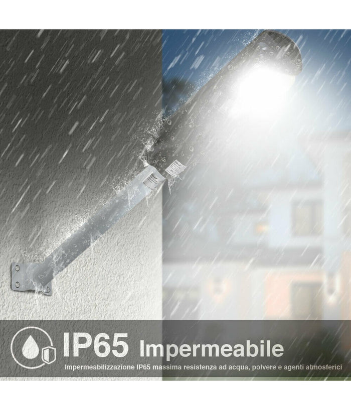 Lampione Stradale Faro Led 120w Solare Esterno Sensore Movimento Telecomando         