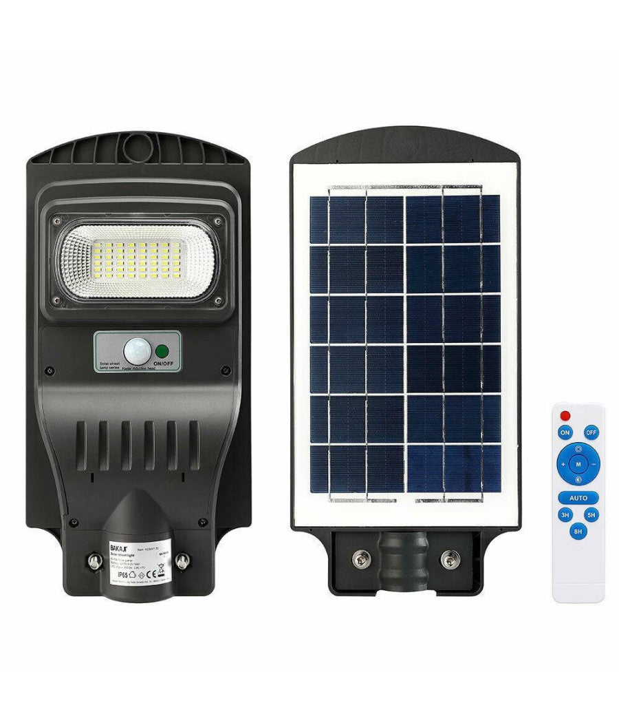 Lampione Stradale Faro Led 30w Solare Luce Esterno Sensore Movimento Telecomando         