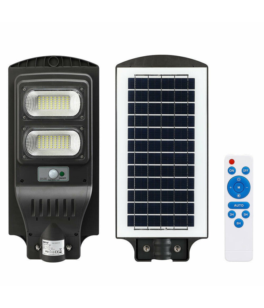 Lampione Stradale Faro Led 60w Solare Luce Esterno Sensore Movimento Telecomando         