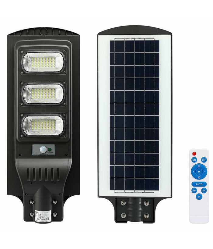Lampione Stradale Faro Led 90w Solare Luce Esterno Sensore Movimento Telecomando         