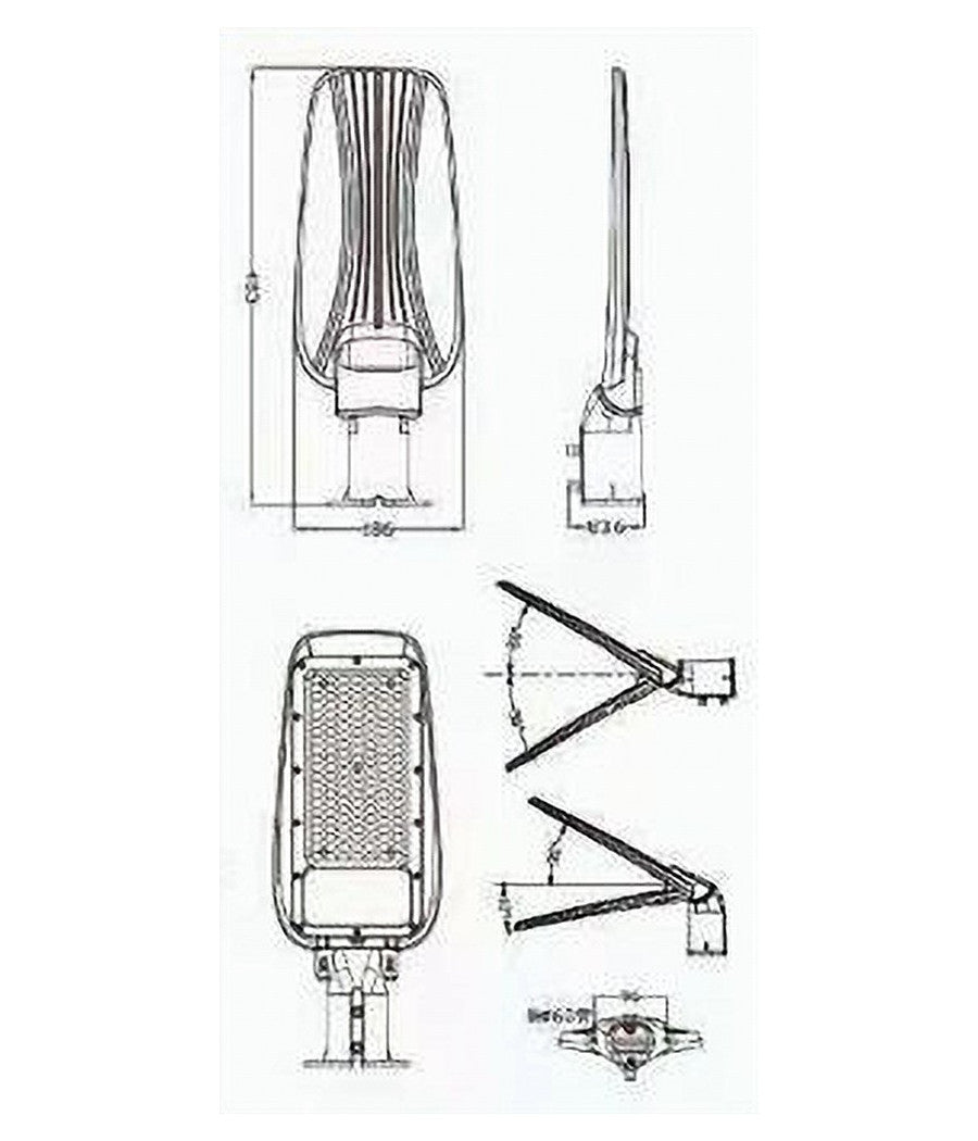Lampione Stradale Led 100 W 9000lm Grigio Ip65 Luce Bianco Freddo 6500k Rl02-100w         