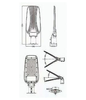 Lampione Stradale Led 100 W 9000lm Grigio Ip65 Luce Bianco Freddo 6500k Rl02-100w         