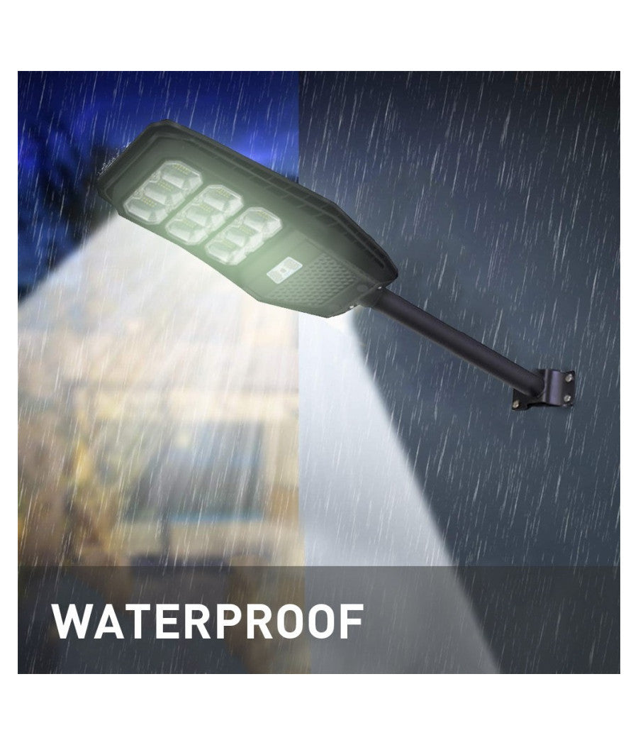 Lampione Stradale Luce Energia Solare Led 100watt Sensore Pir Staffa Telecomando         