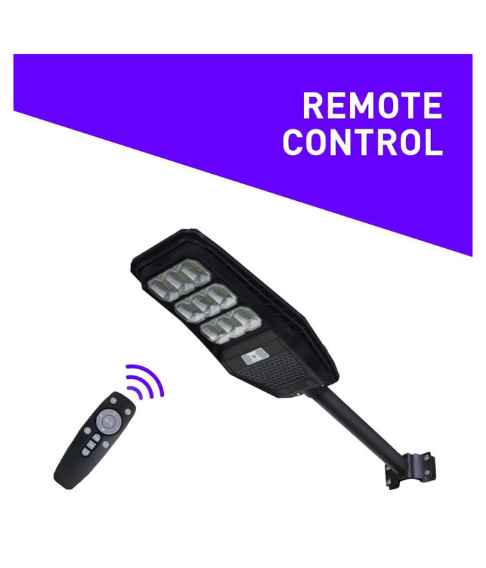 Lampione Stradale Luce Energia Solare Led 100watt Sensore Pir Staffa Telecomando         