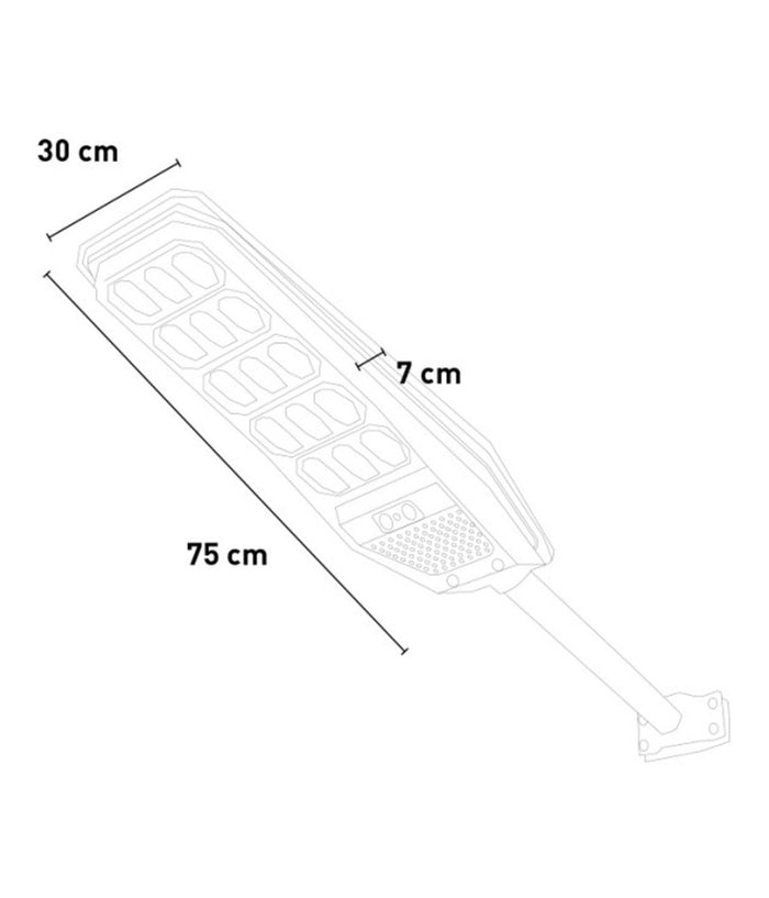 Lampione Stradale Luce Energia Solare Led 300watt Sensore Pir Staffa Telecomando         