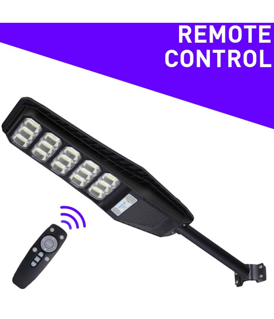 Lampione Stradale Luce Energia Solare Led 400watt Sensore Pir Staffa Telecomando         