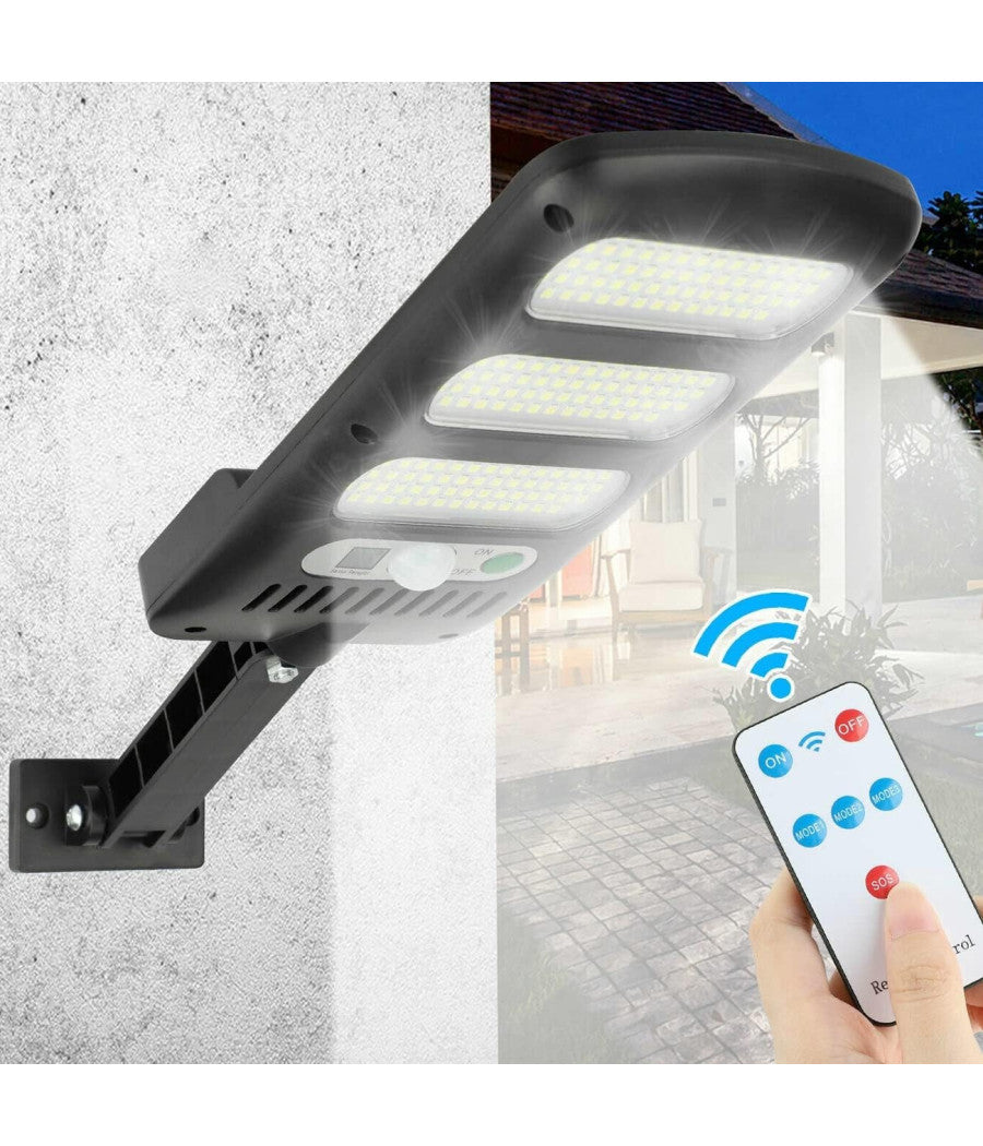 Lampione Stradale Pannello Solare 213 Led Con Sensore Di Movimento E Telecomando         