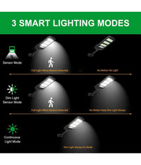 Lampione Stradale Pannello Solare 213 Led Con Sensore Di Movimento E Telecomando         