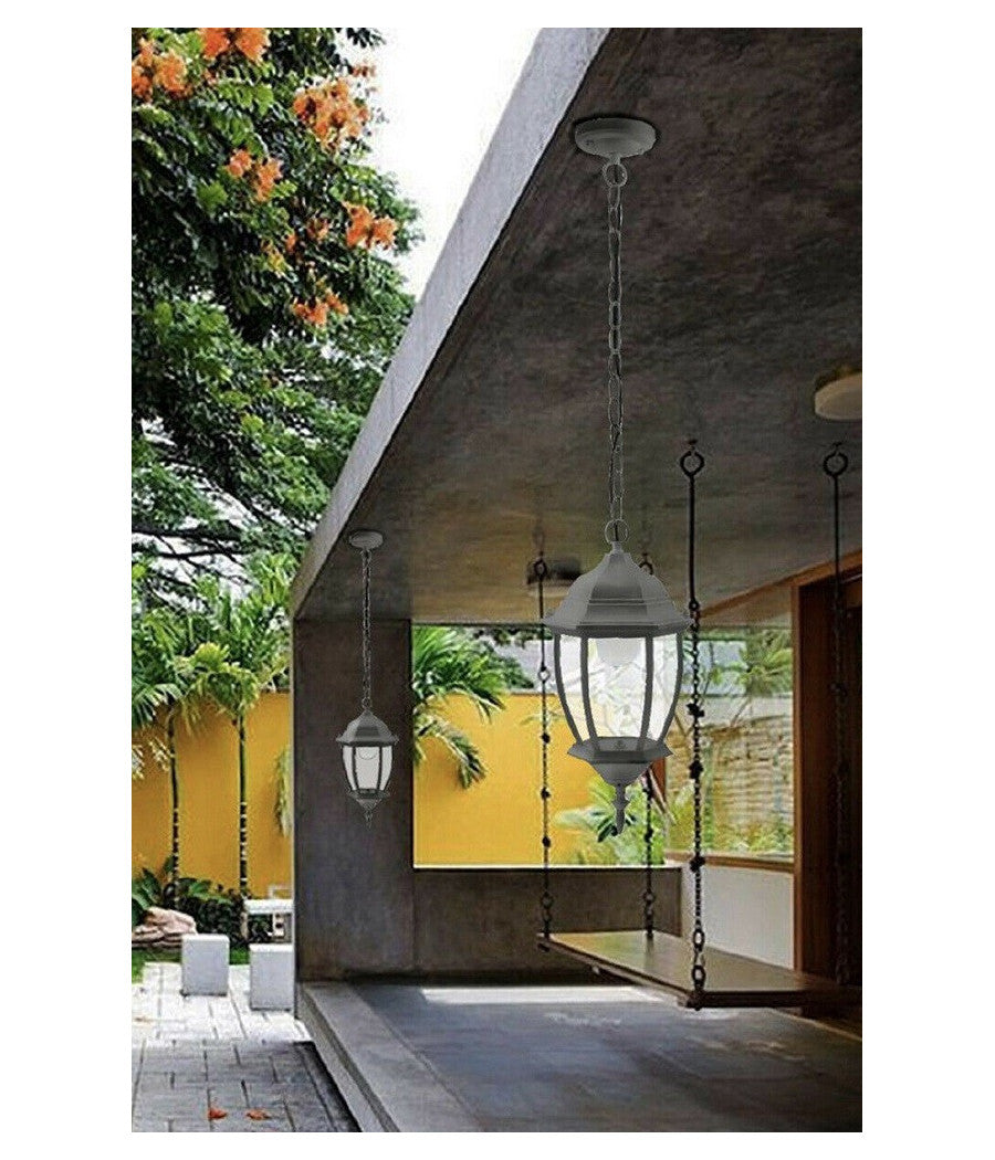Lanterna A Sospensione Da Soffitto Con Catena Lampada Giardino Attacco E27 Es40         