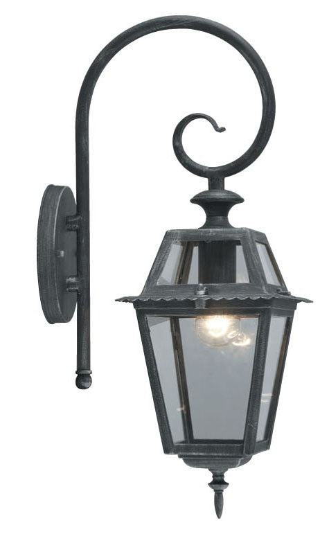 Lanterna da esterno in alluminio con braccio cm 20x20x50h Serie Milano colore grigio ghisa - Arredo Giardino