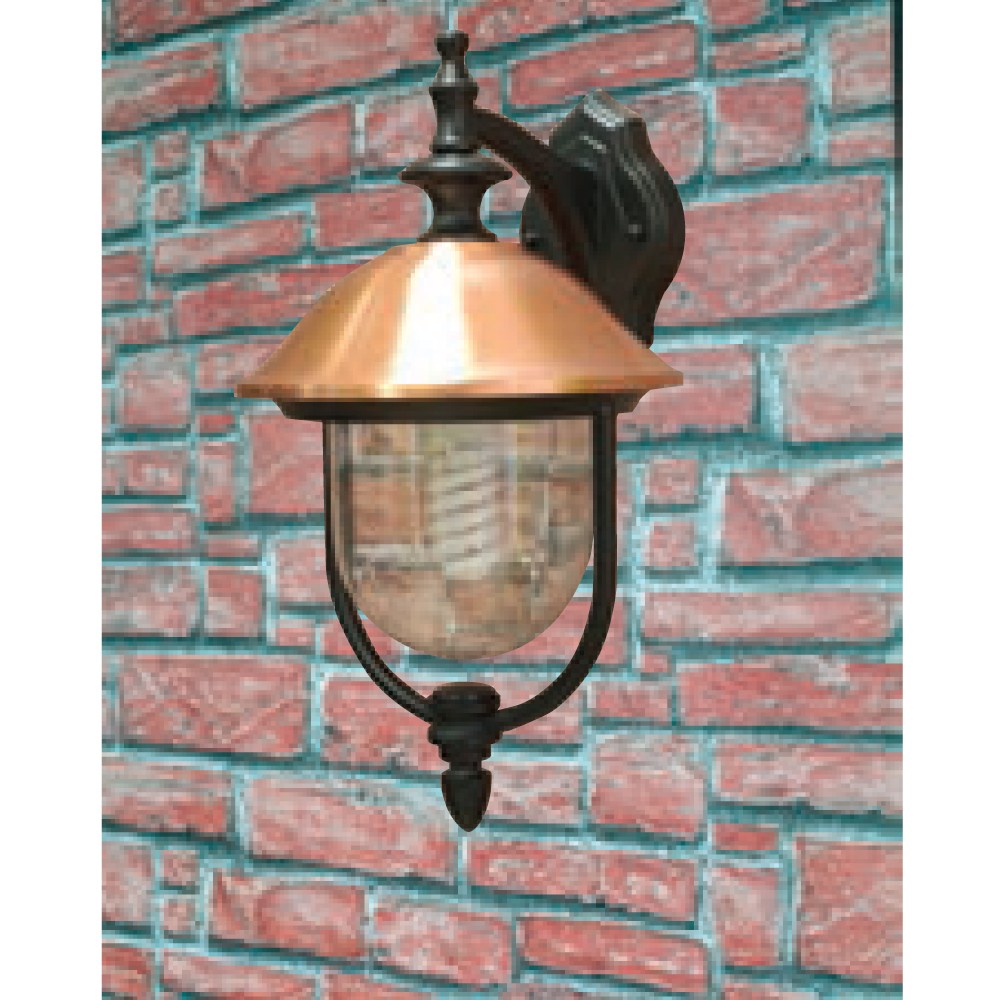 Lanterna da esterno in alluminio e rame con braccio cm 25x28x45h Mod. Copper - Arredo Giardino