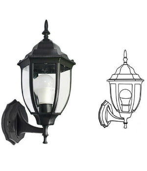 Lanterna Da Giardino Antica Lampada Parete Applique Da Esterno A Muro Retrò Es09  Nero       