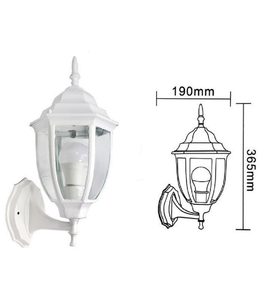 Lanterna Da Giardino Antica Lampada Parete Applique Da Esterno A Muro Retrò Es09  Bianco       