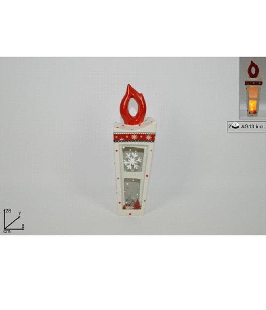 Lanterna In Ceramica Candela Con Lumino Elettrico 28 Cm Decorazioni Natalizie         