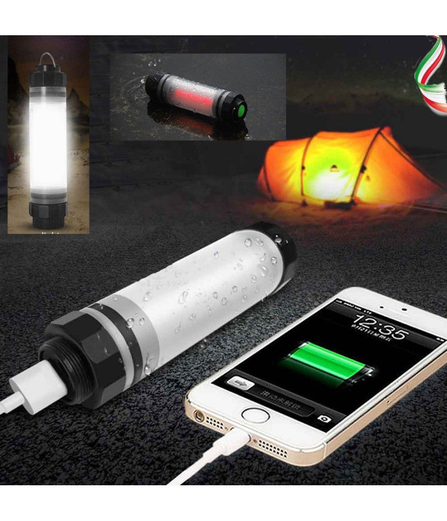 Lanterna Led Torcia Portatile Lampada 5200mah Emergenza Ricaricabile Usb Powerbank         