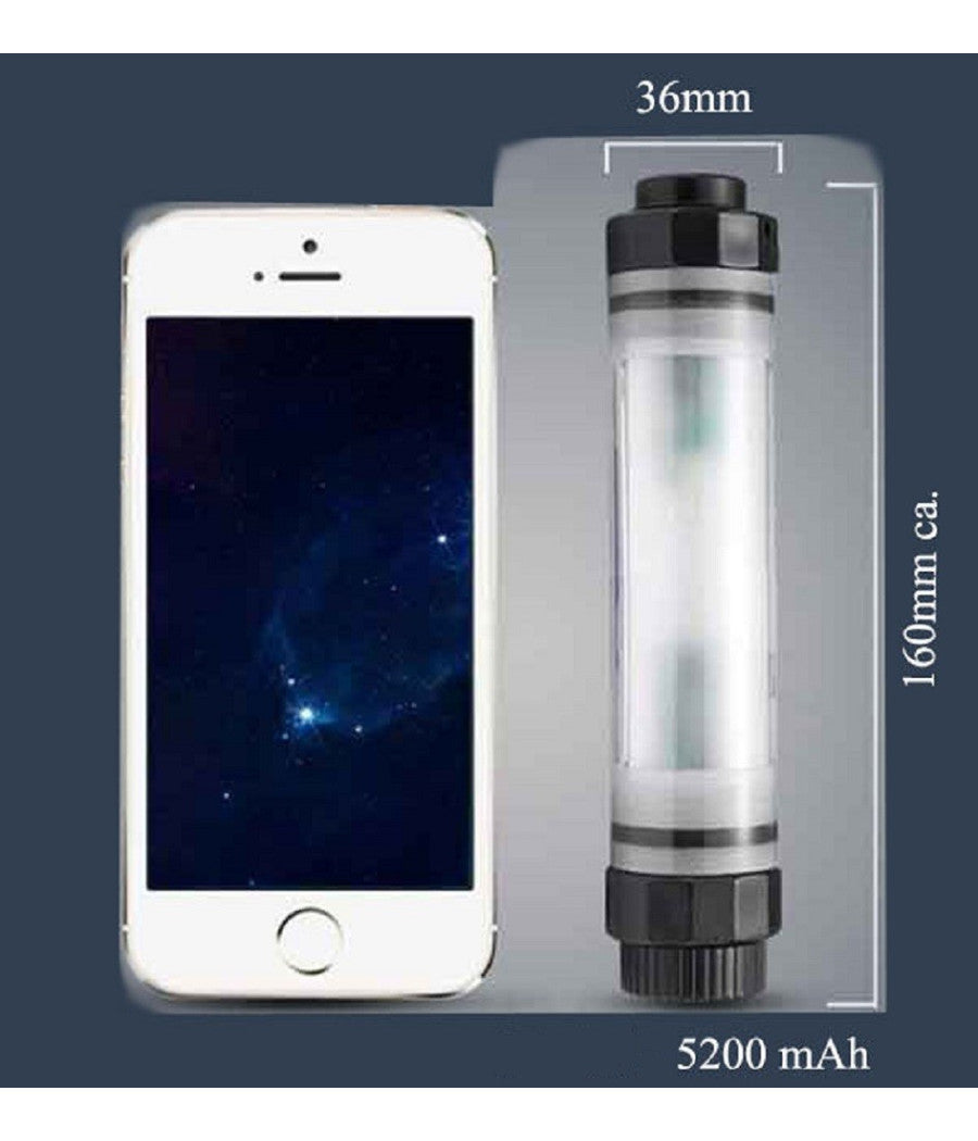 Lanterna Led Torcia Portatile Lampada 5200mah Emergenza Ricaricabile Usb Powerbank         