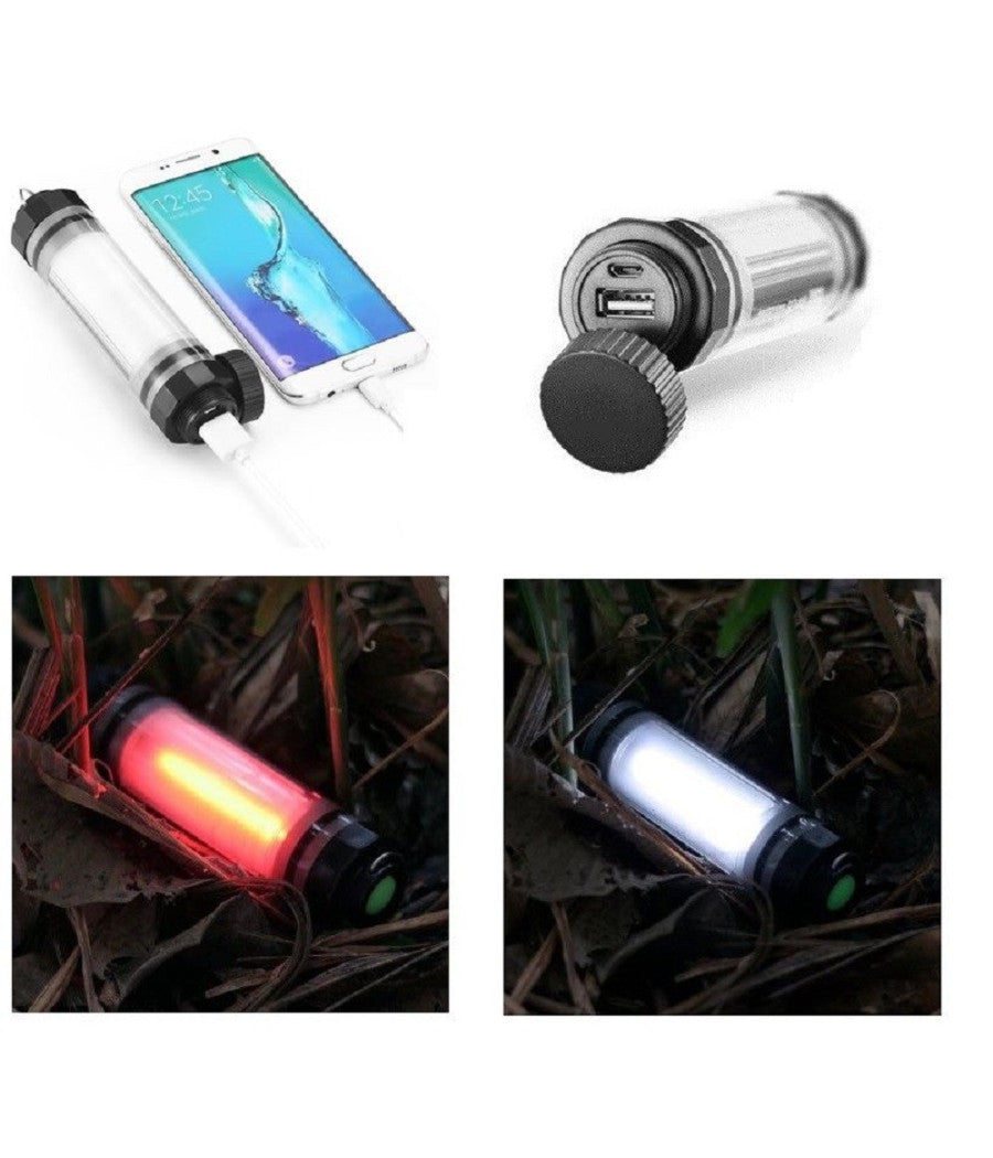 Lanterna Led Torcia Portatile Lampada Emergenza Ricaricabile Usb Powerbank 10400mah         