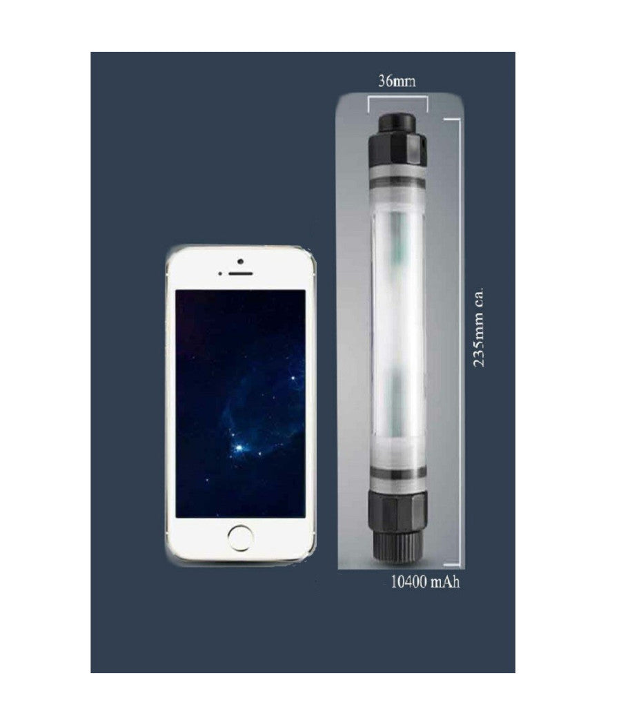 Lanterna Led Torcia Portatile Lampada Emergenza Ricaricabile Usb Powerbank 10400mah         