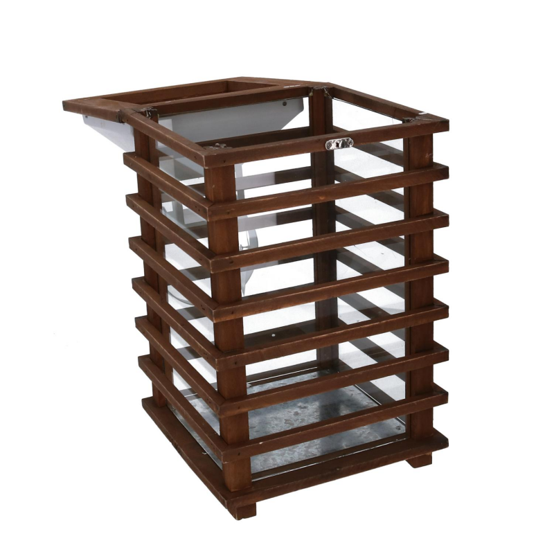 Lanterna legno marrone rettangolare cm 23,5x23h49