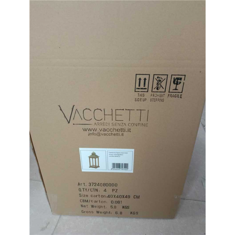 Lanterna legno marrone scuro rettangolare cm 19x19h42,5