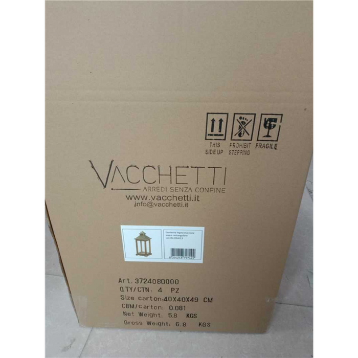 Lanterna legno marrone scuro rettangolare cm 19x19h42,5