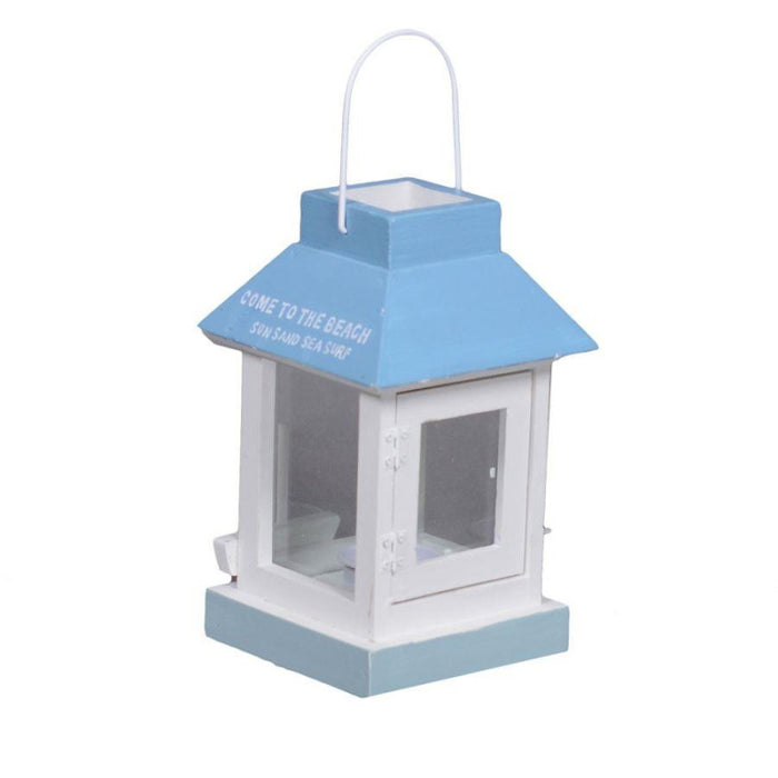 Lanterna mare legno bianco/azzurro quadro cm 13,5x13,5h22